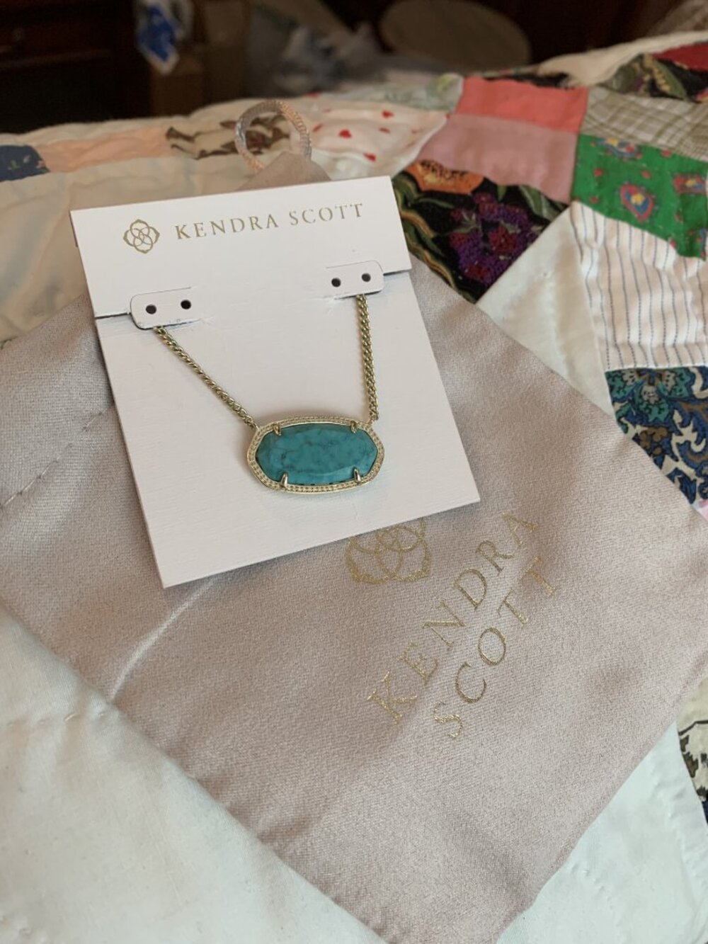 Kendra Scott Turquoise and Gold Filigree (Reversible) Necklace Like New